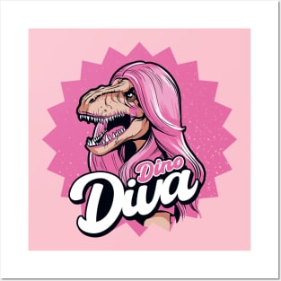 Pink Dino Diva Barbie Girl Posters and Art